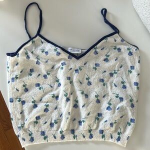 Zara Blue Floral Cotton Crop Top